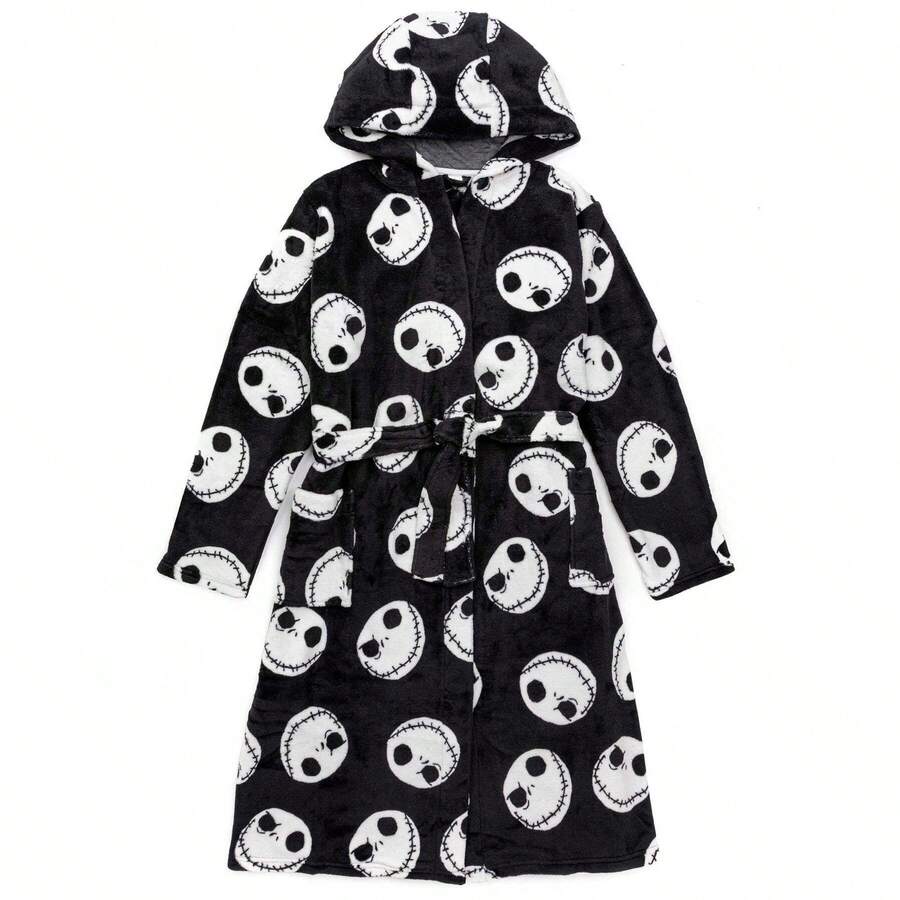 Nightmare Before Christmas Mens  Dressing Gown - 100% Polyester - (NS6721) - Black and White - View 1