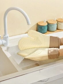 Găng tay chịu nhiệt bằng silicon, Găng tay lò nướng chống trượt dày dùng để nướng, nấu ăn, sử dụng lò vi sóng, chịu nhiệt lên đến nhiệt độ cao - Nhiều màu - Xem 7