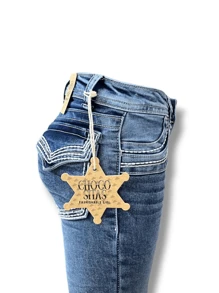 Kids/Youth Denim Jeans For Girls And Pre-Teenagers, Embroidered Flared Jeans - 藍色 - 查看 3