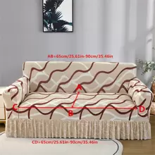 1pc Printed Ruffled Sofa Cover, Full Coverage Sofa Slipcover, Soft Fabric Suitable For Living Room, Bedroom, Study - A Different Life-skirt Style - View 13