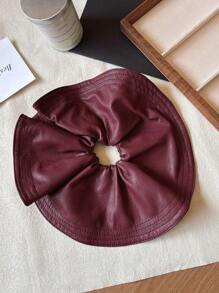 1pc Vintage Large Brim Leather Hair Scrunchie, High-End Simple Fashion New Design 2024 Scrunchies Hair Ties Scrunchy Hair Ties