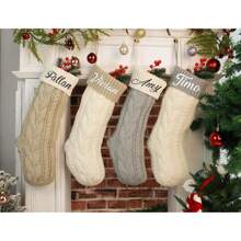1 Pc Personalized Colorful Knit Christmas Stocking Custom Name Christmas Sock Family Stocking Festive Decoration Custom Holiday Gift