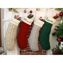 1 Pc Personalized Colorful Knit Christmas Stocking Custom Name Christmas Sock Family Stocking Festive Decoration Custom Holiday Gift