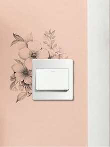 1/2pcs Minimalist Sketch Flower Design Light Switch Sticker, Floral Pattern Switch Outlet Wall Sticker, Self Adhesive Switch Decoration Decal For Home Decor,Stickers,Wall Decal, Vinyl Decal For Home Decorations,Spring Decoration Items Refresh Your Home,Rama Decoration Stickers Gifts Birthday Graduation - Black and White - View 6