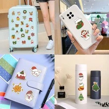 102 张圣诞贴纸乙烯基美学贴纸，适用于剪贴簿、日记、笔记本电脑、保险杠、滑板、水瓶、电脑、手机、卡通、安全帽、汽车贴纸和贴花 - 彩色 - 查看 11