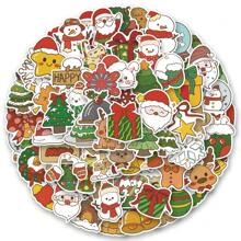 102 张圣诞贴纸乙烯基美学贴纸，适用于剪贴簿、日记、笔记本电脑、保险杠、滑板、水瓶、电脑、手机、卡通、安全帽、汽车贴纸和贴花 - 彩色 - 查看 1