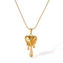 Collar con colgante de corazón de lava de acero inoxidable de lujo, joyería de diseño único y de moda apta para uso diario, San Valentín