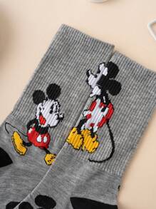 1pair Men's Funny Cartoon Disney Mickey Mouse Colorful Patterned Crew Socks, European Size, Comfortable Breathable Durable, Vibrant Colors, Suitable For Daily Wear, Premium Fabric, Non-Sweating