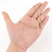 1pc Fashion Zirconia Encrusted Letter Pendant Necklace With Gold Stainless Steel Beaded Chain, For Women - Yellow Gold - View 3