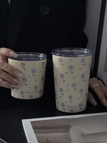 1 个 350ML/11.8OZ 或 280ML/9.47OZ 紫玫瑰系列水杯，双层不锈钢咖啡杯，保温杯，学校用品，节日礼物水瓶 - 彩色 - 查看 7