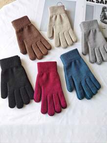 2 双男式/女式纯色手套，适合寒冷骑行，保暖厚实，冬季防风 - 彩色 - 查看 1