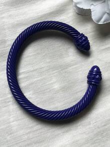 1pc European & American Fashionable Lacquered Twisted Rope Open Bangle Bracelet, Versatile Accessory For All Seasons & Holidays