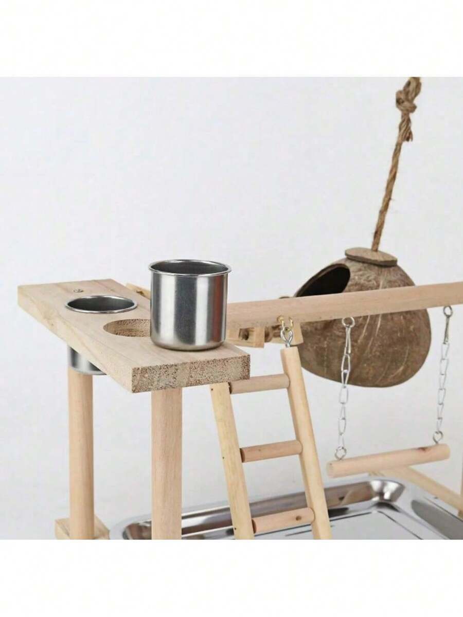 ToysPlaygym For Conure Cockatiel Lovebirds With Feeder Cups Ladders