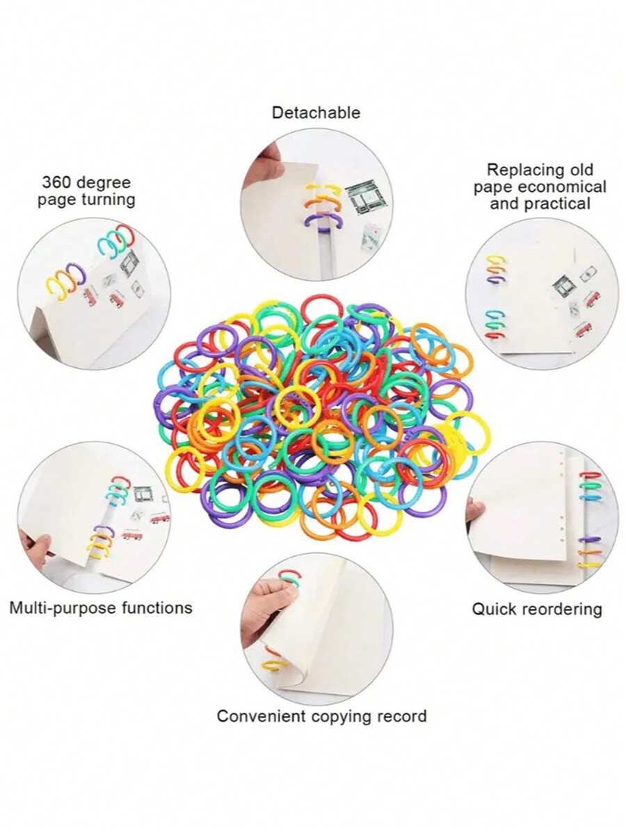 High Strength Removable Colorful LooseLeaf Rings, Dual Buckle Notebook