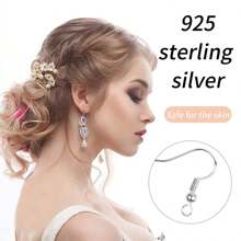 50-480 piezas Ganchos plateados en plata para pendientes, cierres para pendientes para accesorios de joyería - Plateado - Ver 2