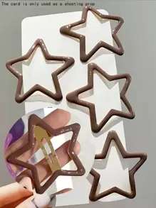5pcs/Set Girl's Hair Accessories, Hair Clips, 5.5cm Metal Star Hairpins, Elegant Five-Pointed Star Headband