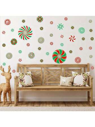 1 Set Large Christmas Candy Land Sticker Set - Wall And Floor Stickers For Holiday Party Decorations