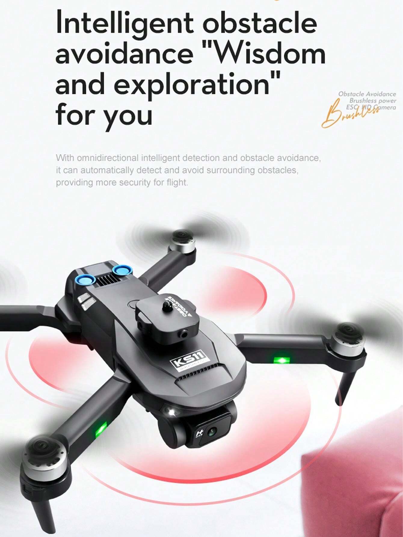 KS11,Aerial Drone, HighDefinition, Dual Camera, Aircraft, Intelligent Obstacle Avoidance