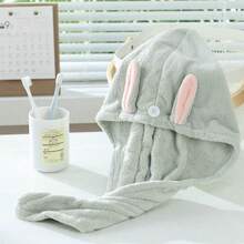 1 chiếc mũ sấy tóc Hàn Quốc hình nơ công chúa, vải nỉ san hô mật độ cao, khăn quấn tóc mềm mại và thấm hút - Màu tím - Xem 17