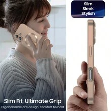 Hadaasi 1pc Desert Gold Magnetic Matte Luxury Ultra-Thin Soft Silicone Frosted Skin Feel Comfortable Shock-Resistant Metallic Luster With Camera Lens Protector TPU & Compatible Phone Case Compatible With Apple 17 Pro/17 Pro Max/17 Air/17/16 Pro/16 Pro Max/16 Plus/16/16E/15 Pro/15 Pro Max/15 Plus/15/14 Pro/14 Pro Max/14 Plus/14/13 Pro/13 Pro Max/13/12 Pro/12 Pro Max/12/11 Pro Max/11/11 Pro, Unisex - Titanium - View 9