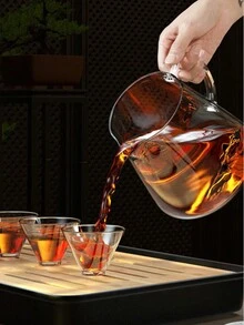 1pc Glass Tea Pot Tea Set, Household Flower Tea Pot Heatproof High Temperature Resistant Thick Teapot With Filter - Transparent - View 8