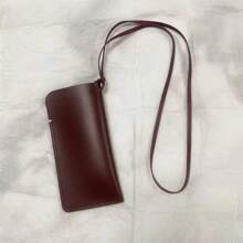 New Halter Sunglasses Pouch Necklace PU Leather High-Quality Sunglasses Storage Case Compact Solid Color Coin Purse