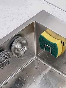 5 件不锈钢水槽收纳架 - 无需钻孔，安装方便，适用于厨房和浴室壁挂式海绵架 - 銀色 - 查看 1