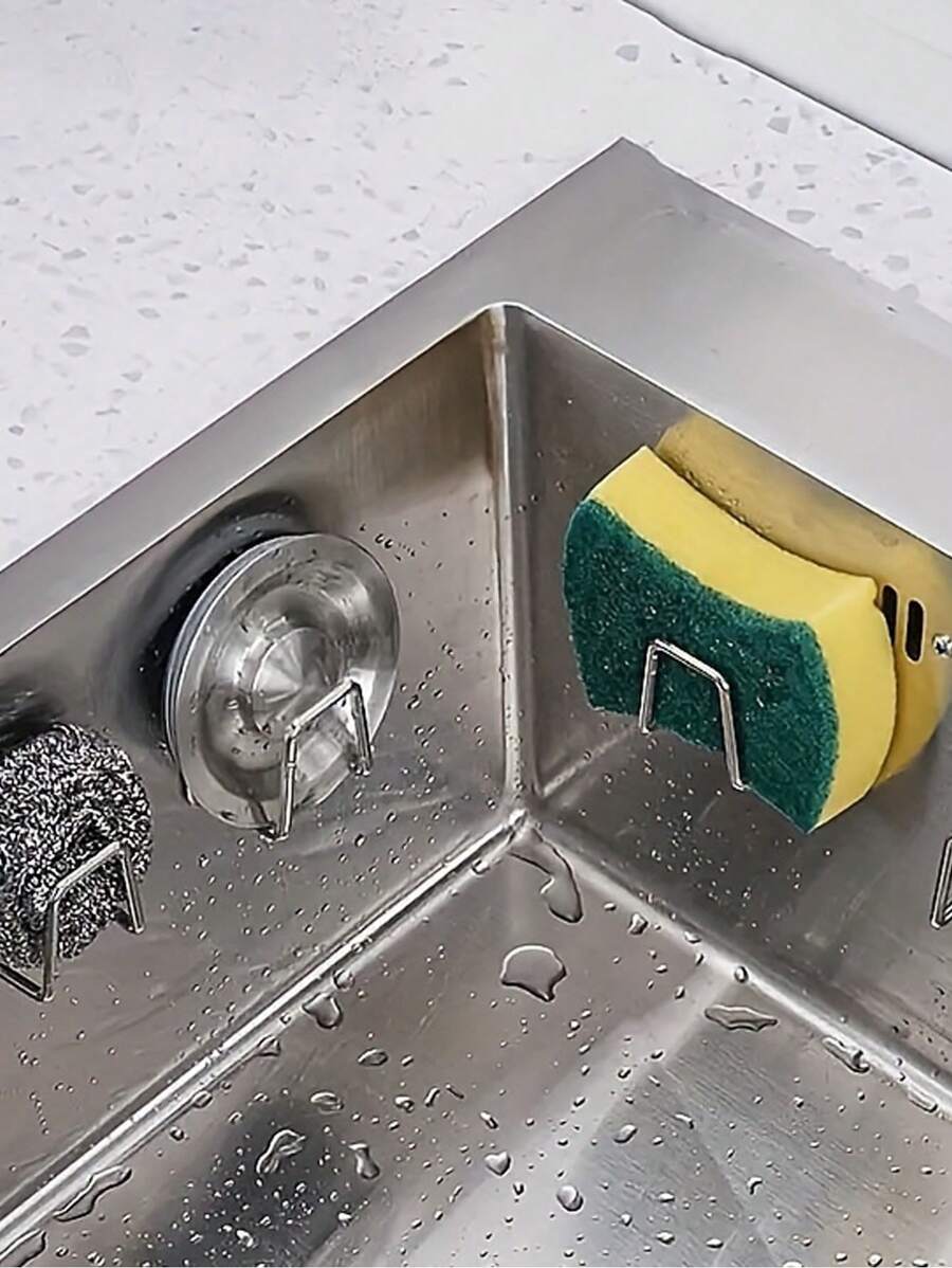 5pcs Stainless Steel Sink Organizer Rack Easy Installation Without