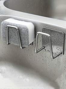 5 件不锈钢水槽收纳架 - 无需钻孔，安装方便，适用于厨房和浴室壁挂式海绵架 - 銀色 - 查看 3