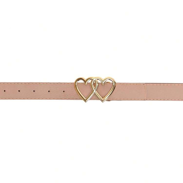 Kit Of 4 Women's Belts Synthetic Leather 1.10 Cm Heart Buckle Gold Colors Elegant - Pink-almond-red-lilac - View 3