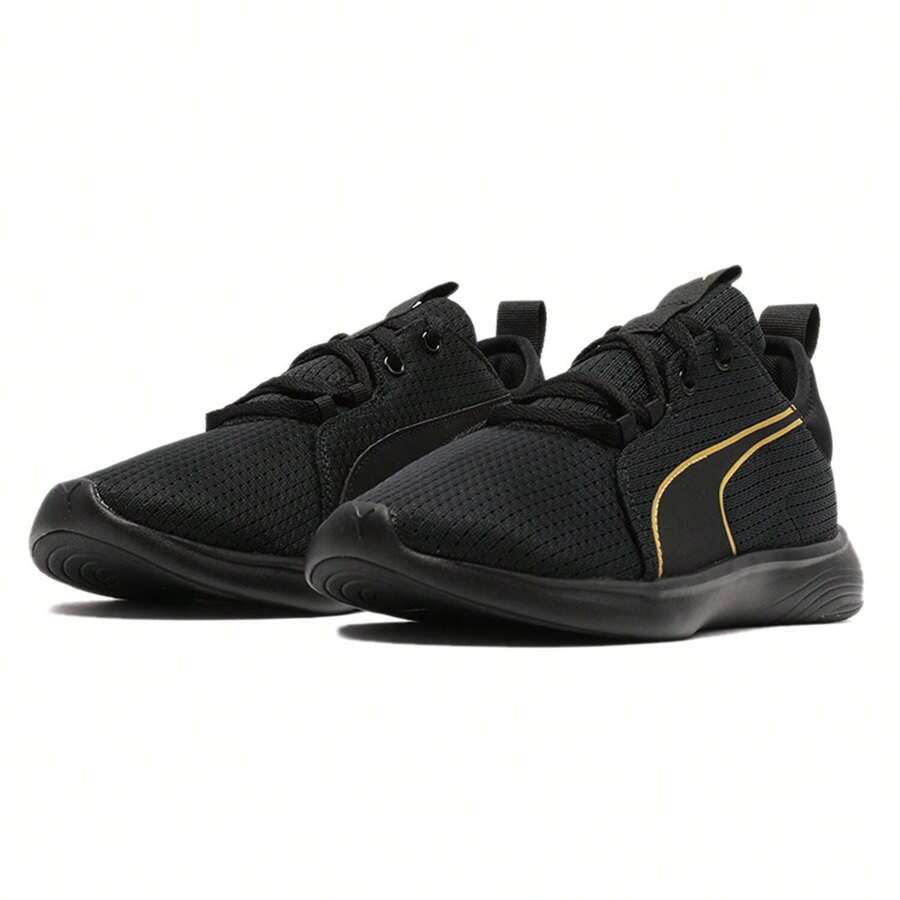 Puma Women Mesh Running Shoes, Outdoor Casual Cushioned Training Sneakers - Black-gold - View 1