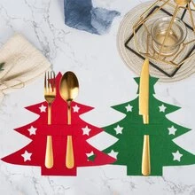 1 件圣诞装饰毡布刀叉套，派对迷你圣诞树叉勺餐具袋叉勺袋装饰 - 風格1 - 查看 6
