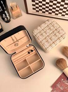 1 件旅行珠宝收纳盒，双层拉链封闭式便携式多功能收纳盒，返回学校 - 彩色 - 查看 6