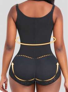 1 pieza Shapewear para mujer Moldeador corporal de control de abdomen posparto Levantador de glúteos Body - Negro - Ver 4