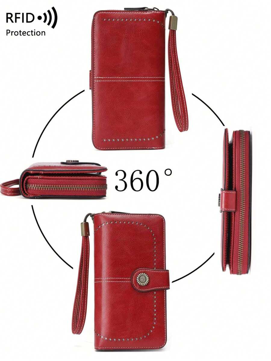 CHARM INFINITE Large Capacity Vintage Style Women's Long Wallet With