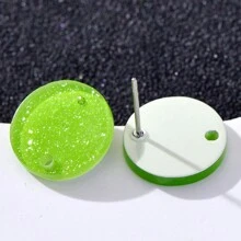20pcs 14mm Candy-Colored Silver Powder Acrylic Steel Ear Studs Women's Fashion Jewelry DIY Earring Components