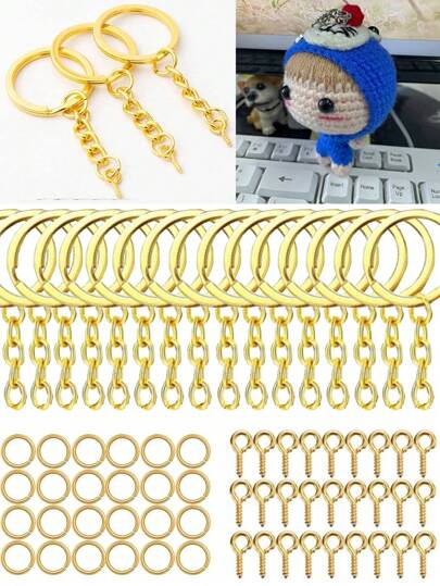 可爱（大号）110 件钥匙圈环，适用于工艺品，包括带跳环的钥匙圈螺丝，适用于 DIY 钥匙扣工艺品、圣诞礼物、纪念品、汽车配件、包袋、饰品、学校哥特 Y2k