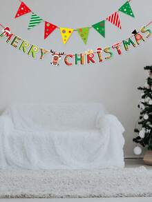 1 套（2 件） - 纸质横幅套装，圣诞节创意“圣诞快乐”字母+三角旗横幅，圣诞派对背景装饰用品 - 彩色 - 查看 5
