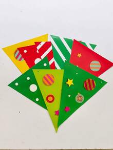 1 套（2 件） - 纸质横幅套装，圣诞节创意“圣诞快乐”字母+三角旗横幅，圣诞派对背景装饰用品 - 彩色 - 查看 9