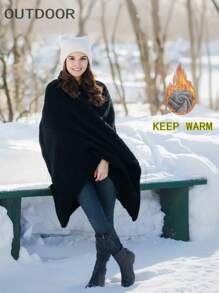 1pc Outdoor Warm Fleece Cloak Blanket, Thickened Shawl Blanket, Office Nap Throw Blanket, Casual Home Warm Blanket, Autumn/Winter