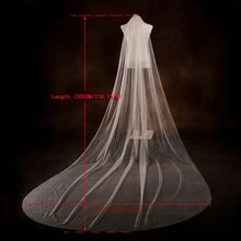 Sparkling Bridal Veil - Fairy-Inspired Starry Tulle, Polyester, Perfect For Wedding Photos & Fashion Accessory