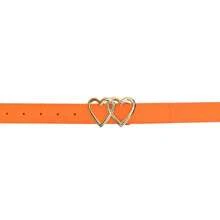 Kit Of 4 Women's Belts Synthetic Leather 1.10 Cm Heart Buckle Gold Colors Elegant - 焦糖-粉紅色-橘色-丁香色 - 查看 7