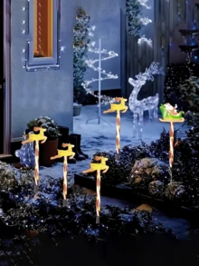 5/1 件温暖的圣诞驯鹿拉雪橇/太阳能 1 拉 5 花园装饰 LED 草坪灯/节日童话装饰/适合圣诞节和新年家庭和花园装饰/非常适合圣诞节和新年派对/圣诞老人雪橇与驯鹿和闪烁的灯光/太阳能供电、节能、防水/驯鹿装饰灯展示圣诞气氛 - 彩色 - 查看 8