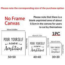 1pc Classic Style Wooden Inspirational Quote Sign - 'Pour Yourself A Cup Of Ambition' - Distressed Framed Wall Art - Wood Plaque Wall Hanging Decor For Home, Office & Farmhouse - Multipurpose Wall-Mounted Decor, Canvas Wall Art, Thanksgiving Gifts,Poster Birthday Graduation Home Decor Christmas Decorations Room Decor Christmas