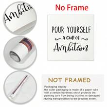 1pc Classic Style Wooden Inspirational Quote Sign - 'Pour Yourself A Cup Of Ambition' - Distressed Framed Wall Art - Wood Plaque Wall Hanging Decor For Home, Office & Farmhouse - Multipurpose Wall-Mounted Decor, Canvas Wall Art, Thanksgiving Gifts,Poster Birthday Graduation Home Decor Christmas Decorations Room Decor Christmas
