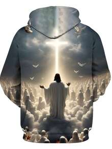 Áo chui đầu in họa tiết thiên thần cỡ lớn cho nam, dây thừng phía trước và phía sau, đồ thể thao - Đồng - Xem 2