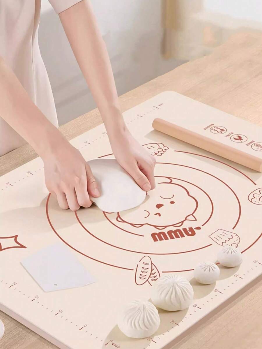 1 件装硅胶揉面板、硅胶糕点垫、超强不粘烘焙垫（带测量软糖垫、柜台垫、面团擀垫、烤箱衬垫、馅饼皮垫、卷起式收纳揉面垫