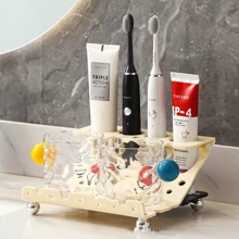 Ensemble de luxe de support pour brosse à dents électrique et dentifrice avec gobelet de rinçage, organisateur de rangement pour le comptoir de la salle de bain