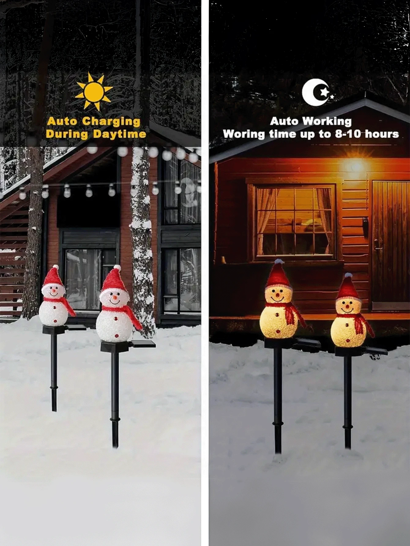 Solar Powered Red Snowman Light, Outdoor Decor, Retro Style, Christmas