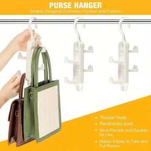 衣柜整理器，Coset 钱包挂钩，带 4 个挂钩的坚固挂包架，便携式钱包塑料收纳架 - 白色 - 查看 6